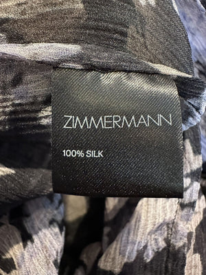 Zimmermann Silk Stranded Tier Dress Black Lavender