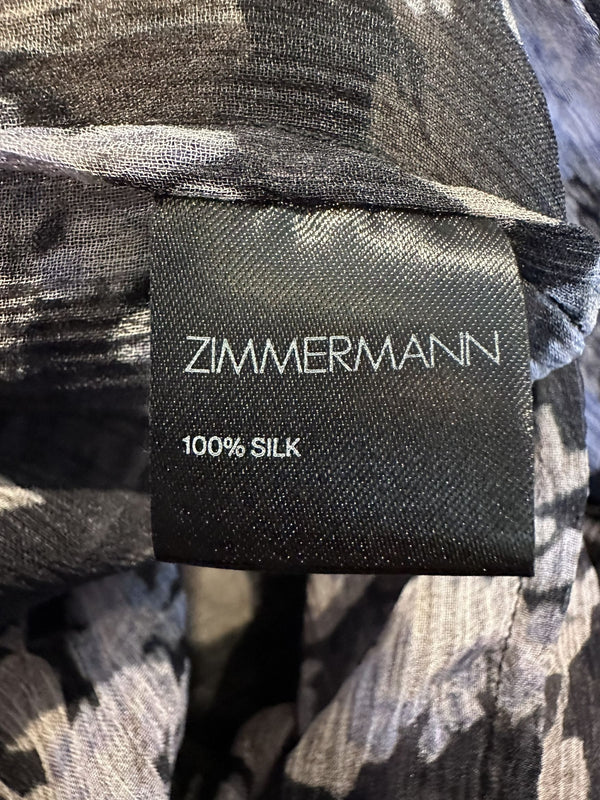 Zimmermann Silk Stranded Tier Dress Black Lavender