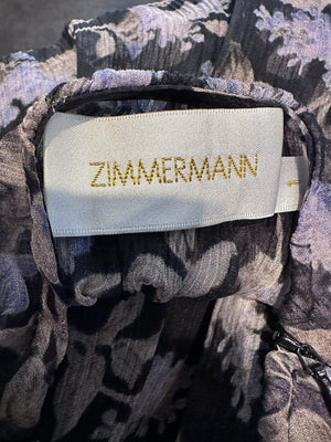 Zimmermann Silk Stranded Tier Dress Black Lavender