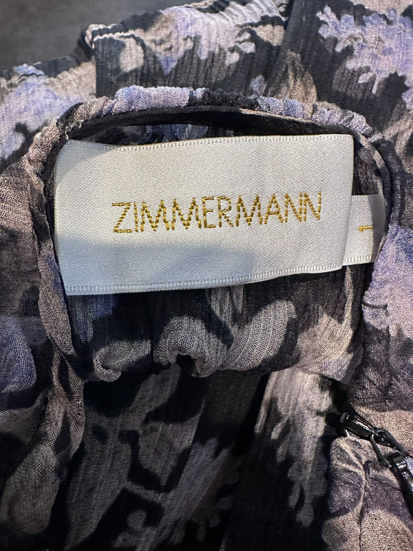 Zimmermann Silk Stranded Tier Dress Black Lavender